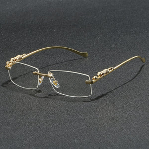 Rectangular Metal Rimless Anti-Blue Light Eyeglasses