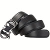 Men's Stylish Black Faux Leather Belt with Alloy Buckle