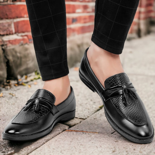 Jack Marc Black Dress Faux leather casual moccasins slip-on shoes