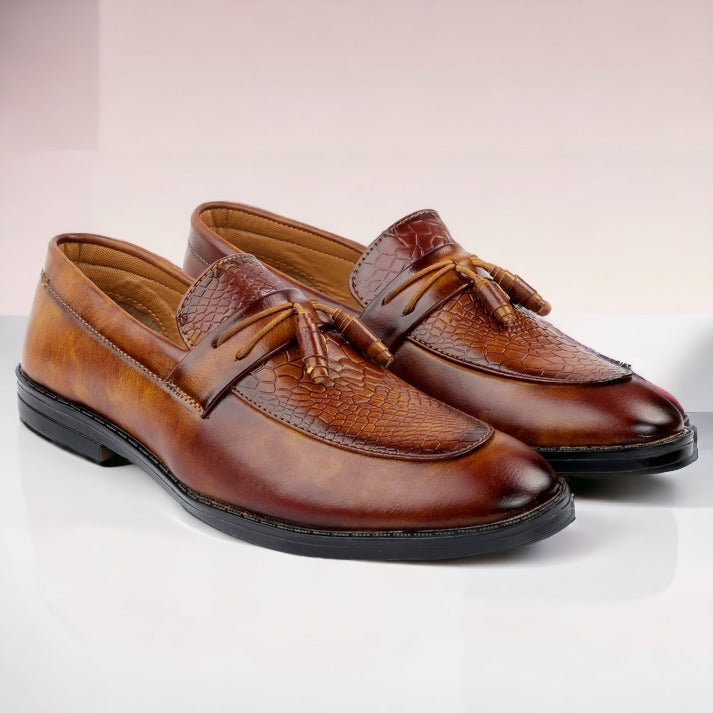 Jack Marc Tan Color Dress Faux leather casual moccasins slip-on shoes