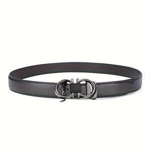 Men's Stylish Black Faux Leather Belt with Alloy Buckle