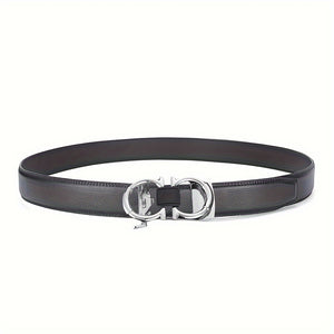 Men's Stylish Black Faux Leather Belt with Alloy Buckle