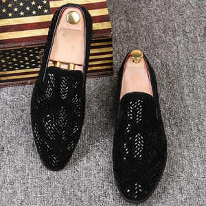 Men's Elegant Slip-On Loafers with Rhinestone