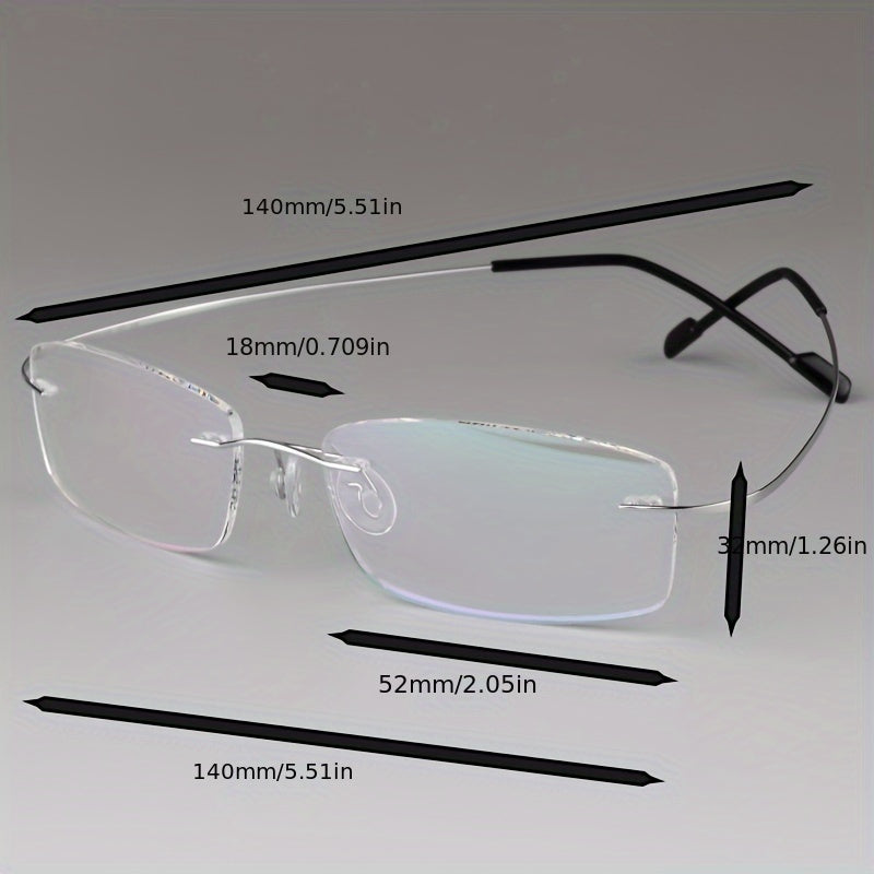 Unisex Casual Frameless Eyeglasses – Ultra-Light Memory Titanium Alloy