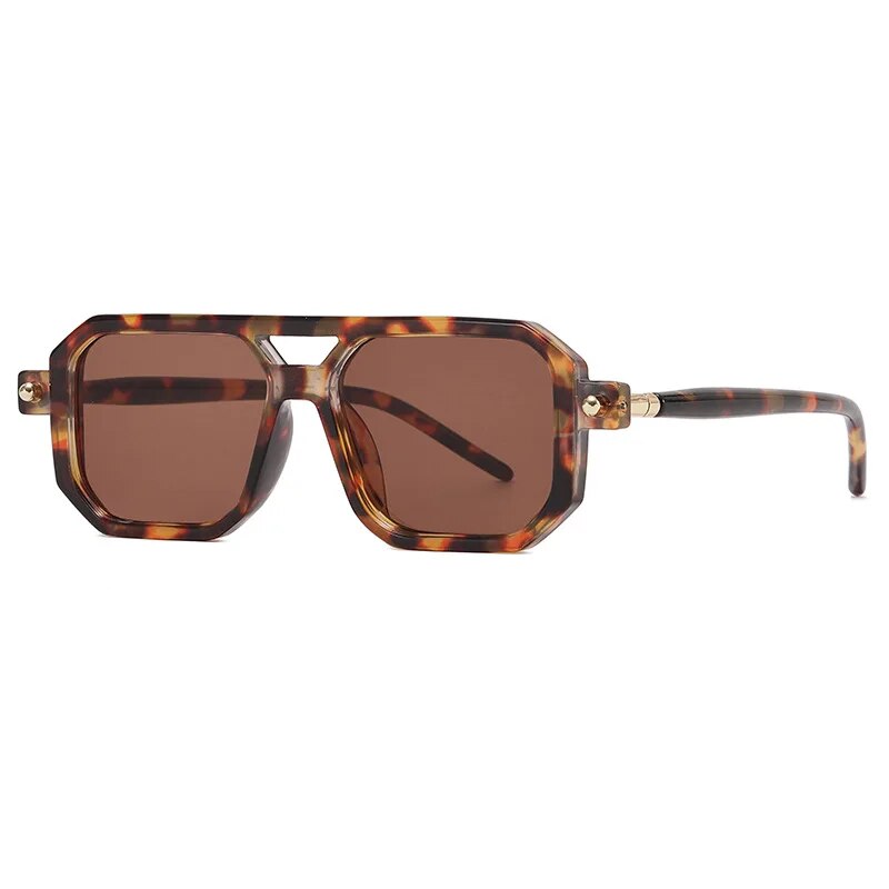 Vintage Double Bridge Sunglasses - Unisex Fashion Square Gradient Sun Glasses
