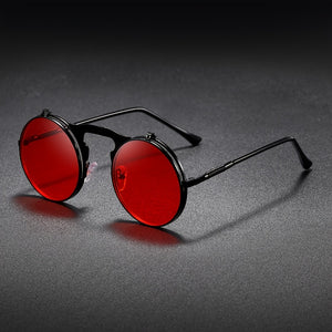 Vintage flip up luxury round sunglasses