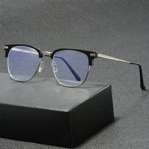 Square Semi-Metal Frame Blue Light Blocking Glasses