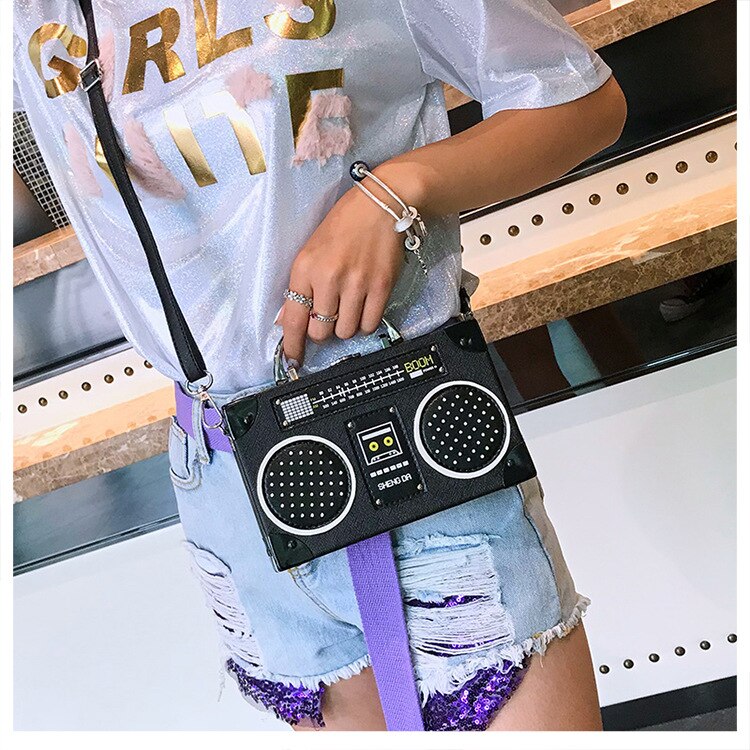 Retro Radio Recorder Bag Girls Casual Shoulder Crossbody Bag