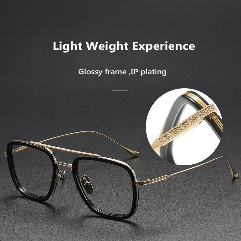 Retro  Frame Vintage Square Prescription Eyeglasses for Men