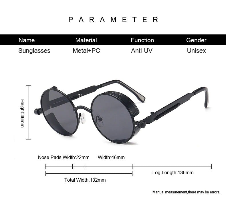 Buy New Steampunk Sunglasses Retro Round Metal Frame - JackMarc - JACKMARC.COM