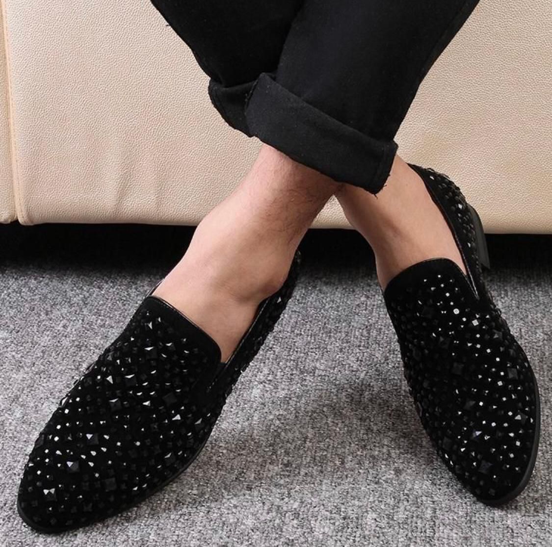 Buy Now Fashion Studded Mirror Work Moccasin Shoes For Party and Wedding Occasion - JackMarc - JACKMARC.COM