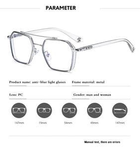 Buy Now Square Computer Anti-blue Light Glasses Women Men Vintage Transparent Frame Eyeglasses - JACKMARC.COM