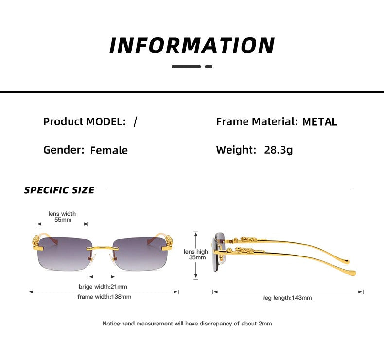 Buy Vintage Rectangle Rimless Sunglasses Eyewear -Jackmarc - JACKMARC.COM