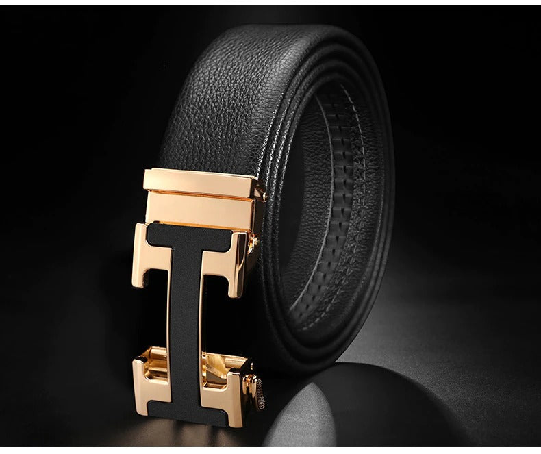 Designer Buckle Leather Belt - JACKMARC.COM