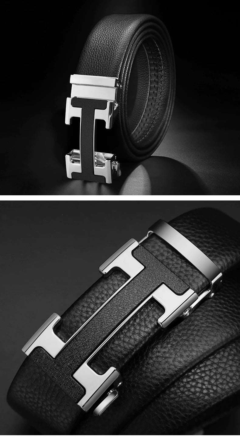 Designer Buckle Leather Belt - JACKMARC.COM