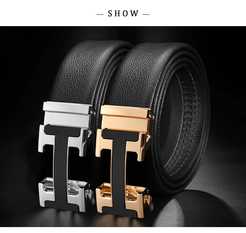 Designer Buckle Leather Belt - JACKMARC.COM