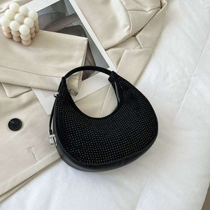 Designer Rhinestone Half Moon Bag - JACKMARC.COM