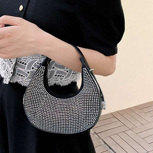 Designer Rhinestone Half Moon Bag - JACKMARC.COM