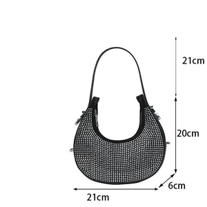 Designer Rhinestone Half Moon Bag - JACKMARC.COM