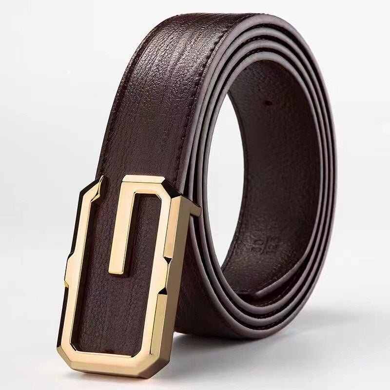 Fashion Letter G Waistband Buckle Belt Men Genuine Leather Belts - Jack Marc - JACKMARC.COM
