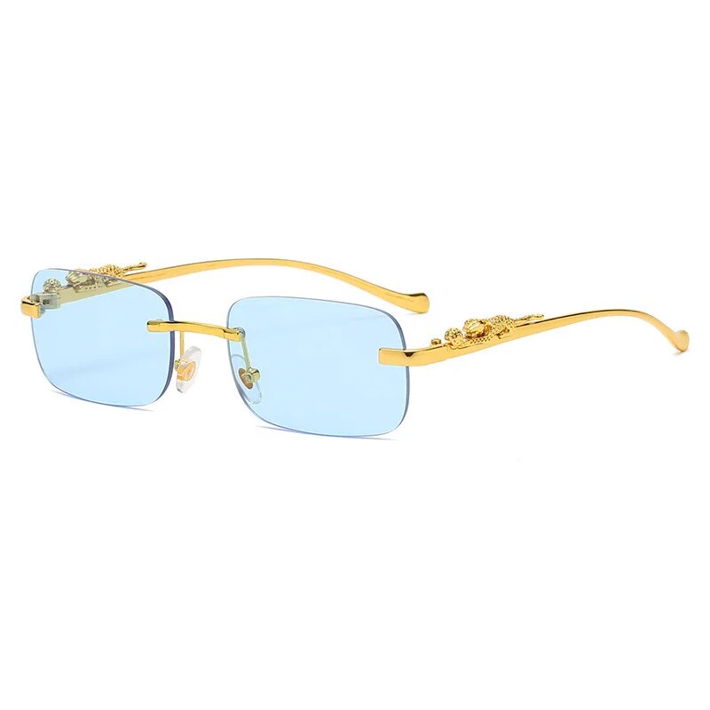 Fashion Rimless Rectangle Sunglasses - Retro Cheetah Decoration - JACKMARC.COM