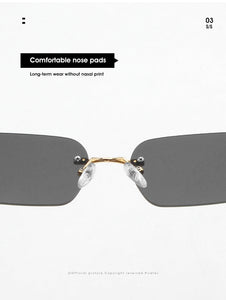 Fashion Retro Rectangle Rimless Sunglasses - JACKMARC.COM