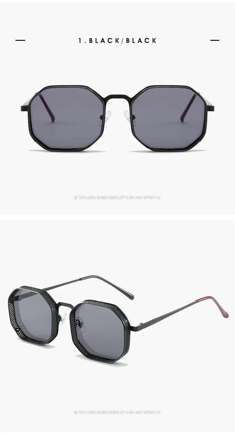 New Hexagonal Steampunk Sunglasses Men