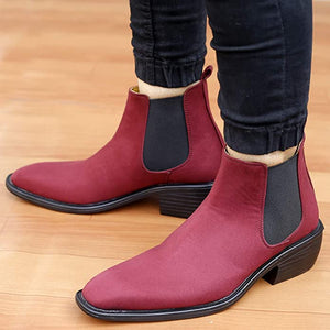 Height Increasing Maroon Suede Chelsea Cuba Boots For Men - JACKMARC.COM