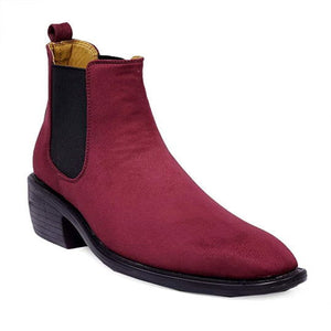 Height Increasing Maroon Suede Chelsea Cuba Boots For Men - JACKMARC.COM