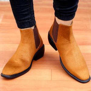 Height Increasing Tan Suede Chelsea Cuba Boots For Men - JACKMARC.COM