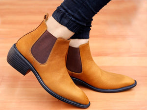 Height Increasing Tan Suede Chelsea Cuba Boots For Men - JACKMARC.COM