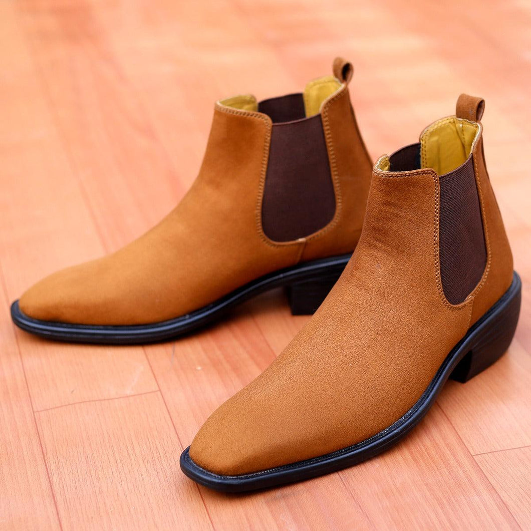 Height Increasing Tan Suede Chelsea Cuba Boots For Men - JACKMARC.COM