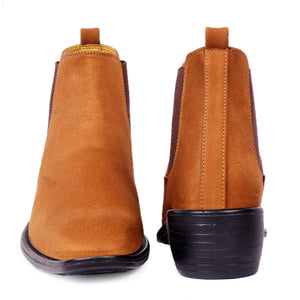 Height Increasing Tan Suede Chelsea Cuba Boots For Men - JACKMARC.COM