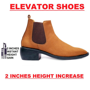 Height Increasing Tan Suede Chelsea Cuba Boots For Men - JACKMARC.COM