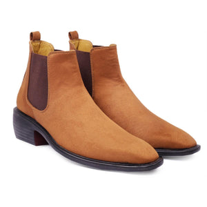 Height Increasing Tan Suede Chelsea Cuba Boots For Men - JACKMARC.COM