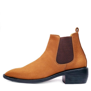 Height Increasing Tan Suede Chelsea Cuba Boots For Men - JACKMARC.COM