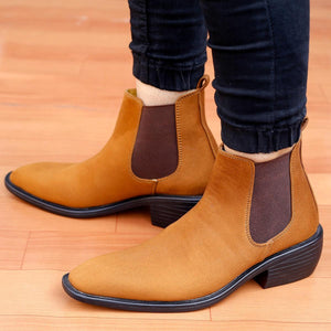 Height Increasing Tan Suede Chelsea Cuba Boots For Men - JACKMARC.COM