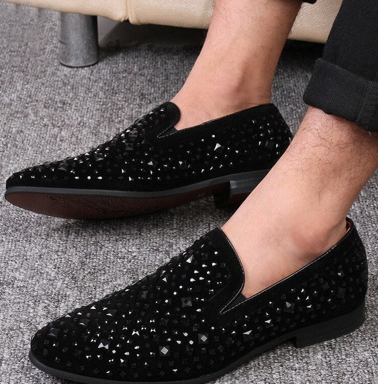 Buy New Black Spikes Luxury Men's Loafers 2023 Fashion Party Flats-Jackmarc