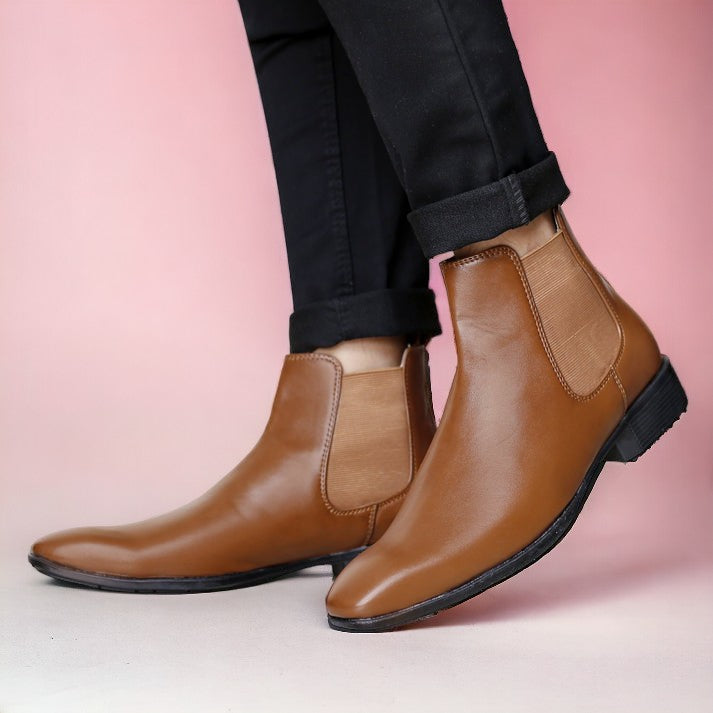 Jack Marc Light Casual Tan Chelsea Boots