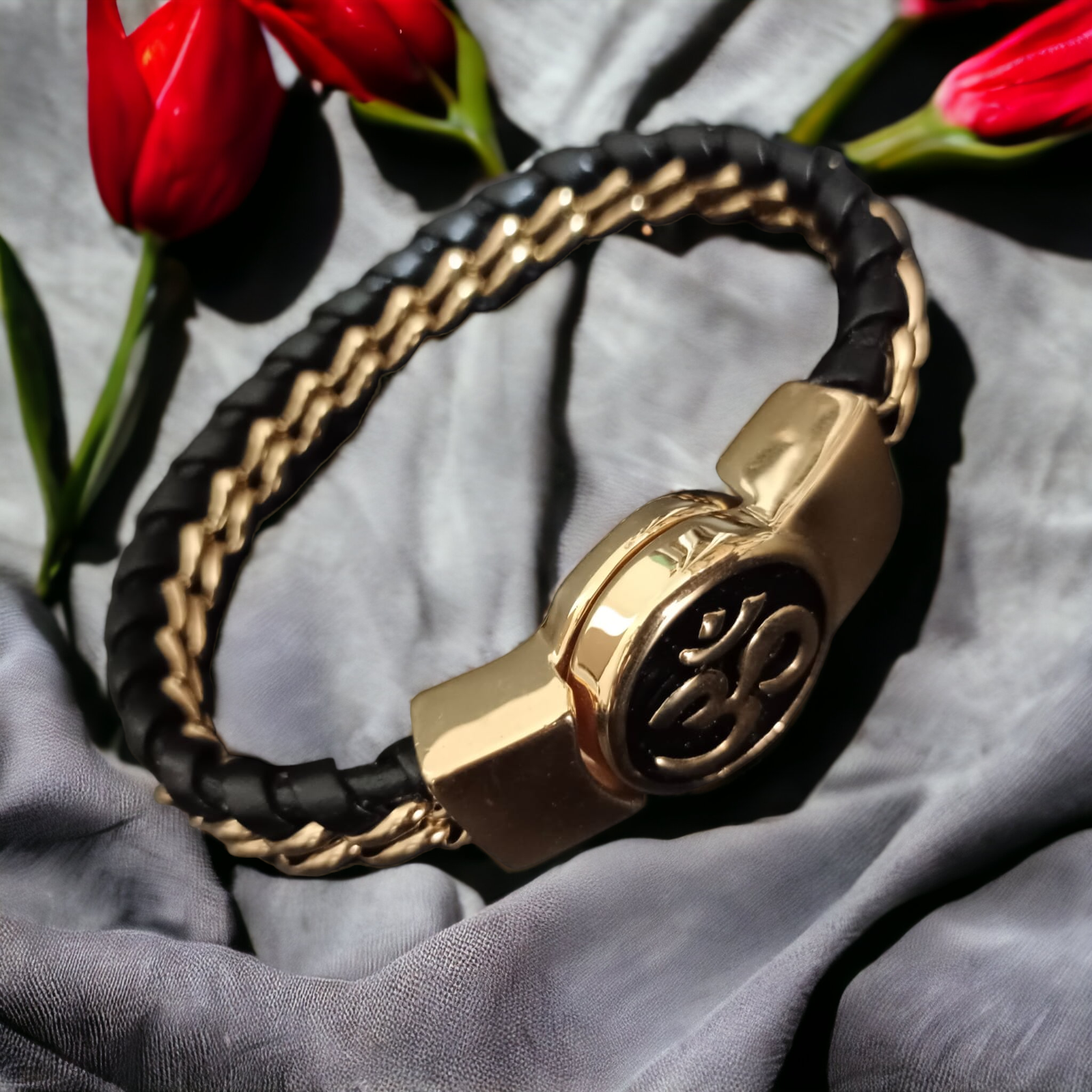Jack Marc New OM Devotional Gold Bracelet For Men - JACKMARC.COM