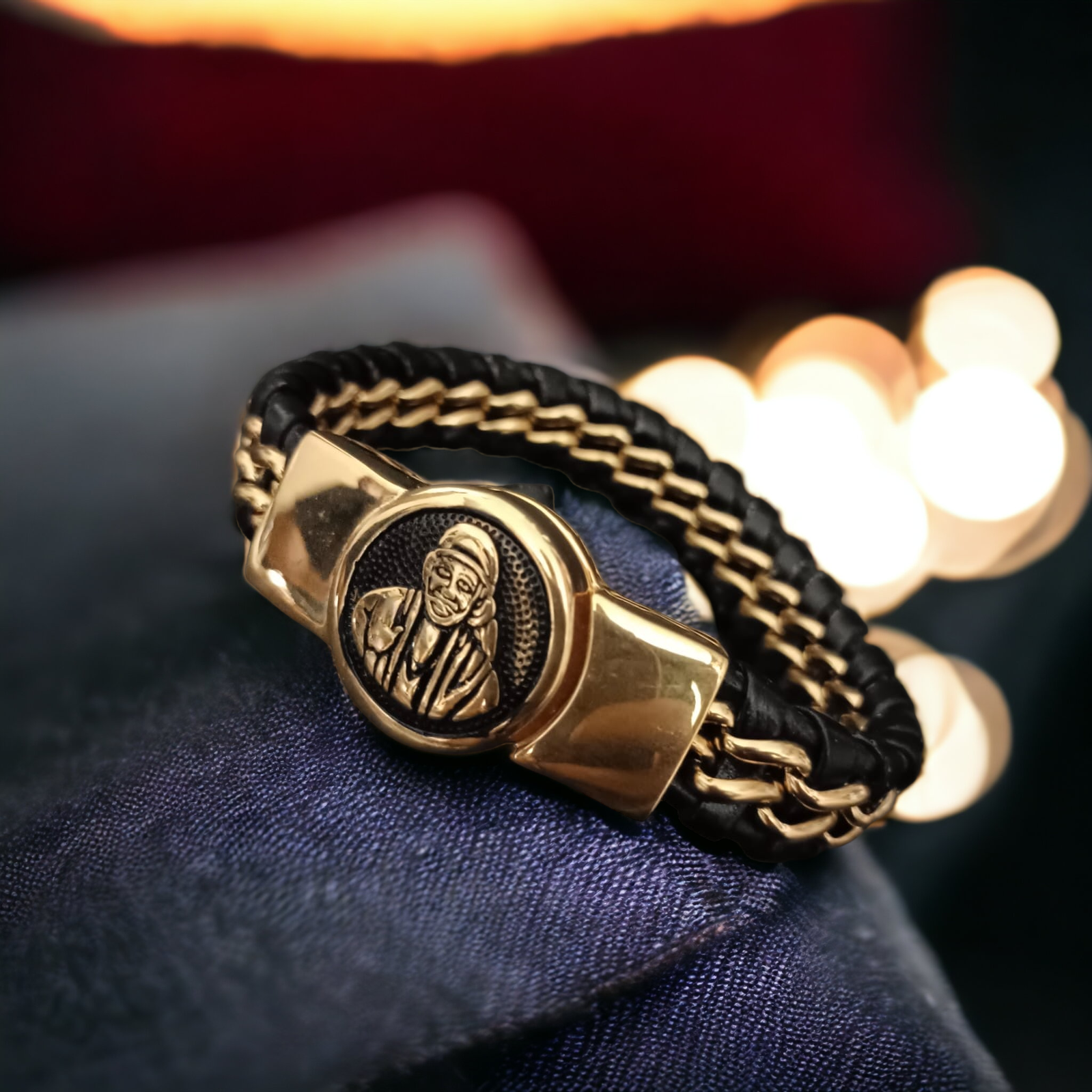 Jack Marc New Sai Baba Devotional Gold Bracelet For Men-Jack Marc - JACKMARC.COM