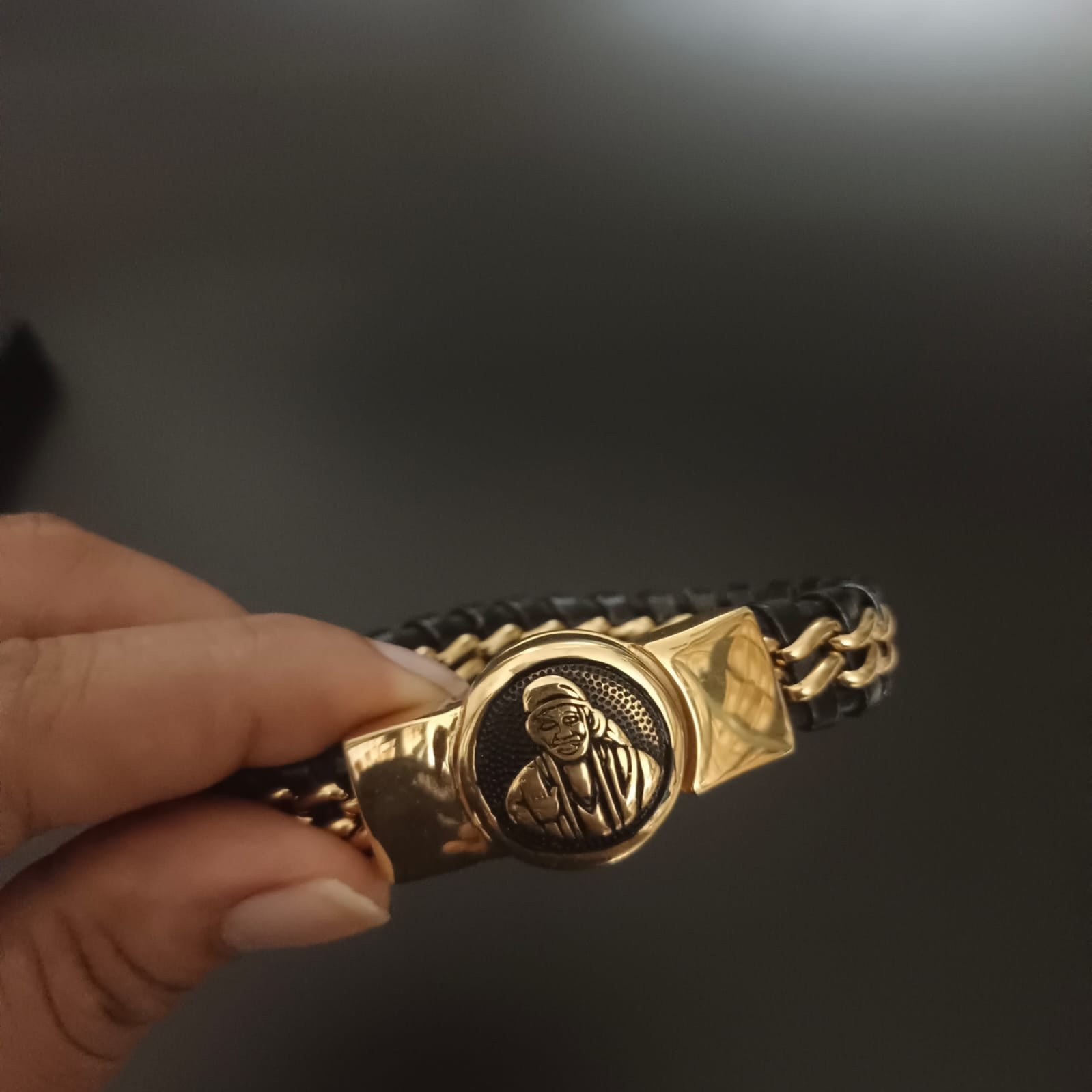 Jack Marc New Sai Baba Devotional Gold Bracelet For Men-Jack Marc - JACKMARC.COM