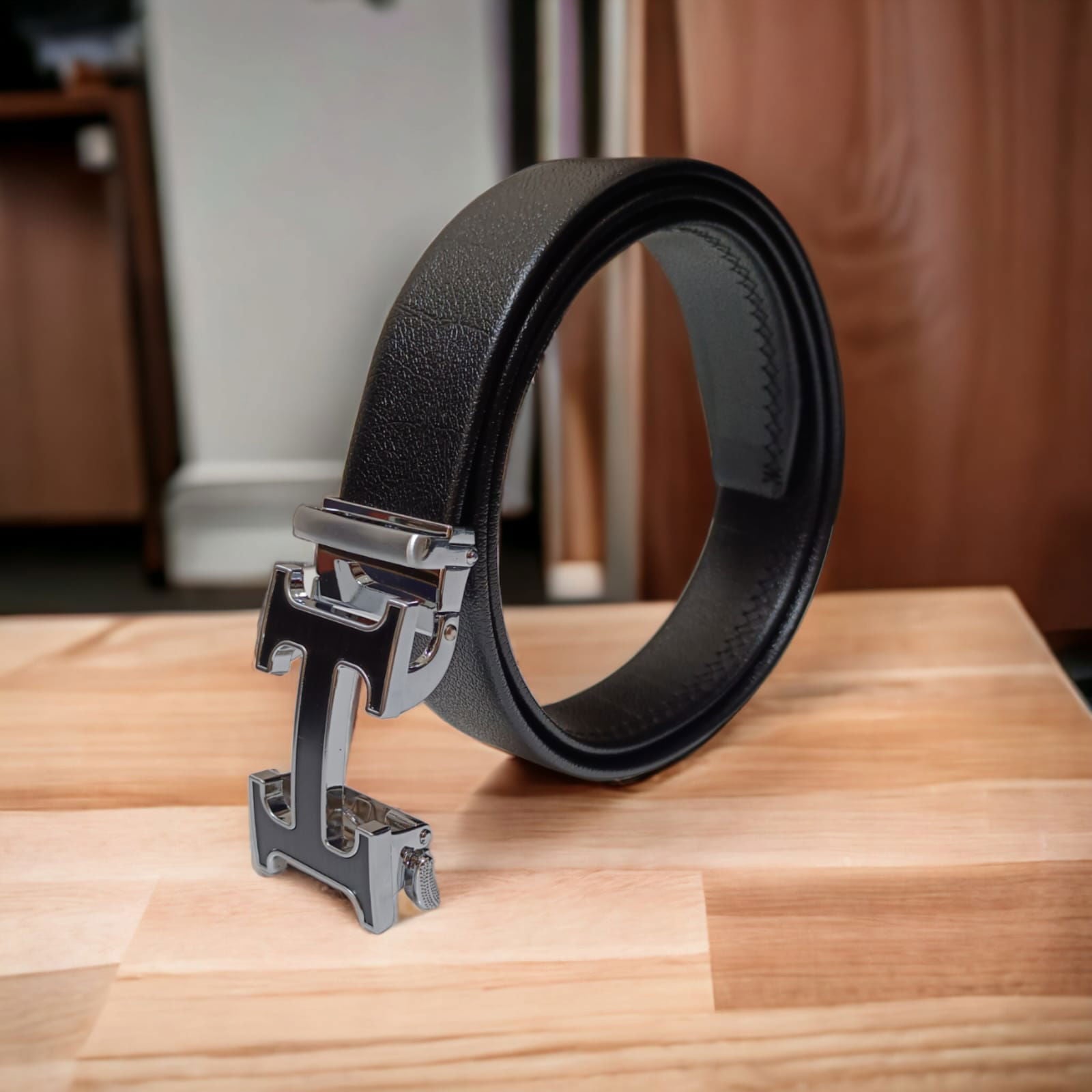 Jack Marc Black Silver Auto Buckle Belt For Men - JACKMARC.COM