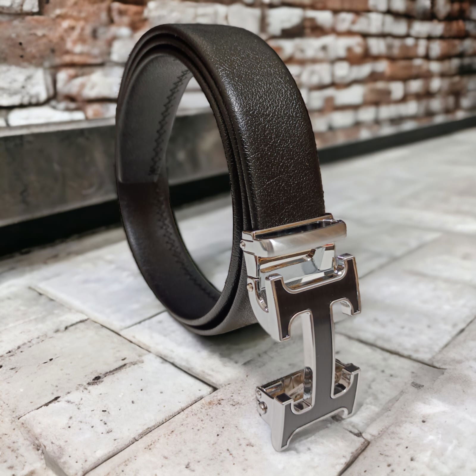 Jack Marc Black Silver Auto Buckle Belt For Men - JACKMARC.COM
