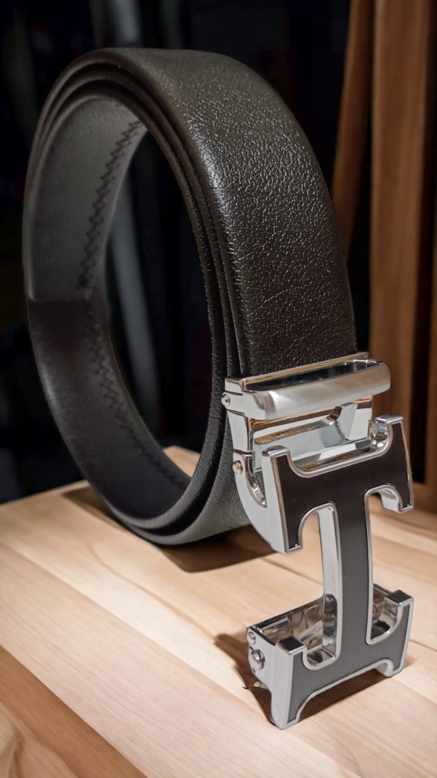 Jack Marc Black Silver Auto Buckle Belt For Men - JACKMARC.COM