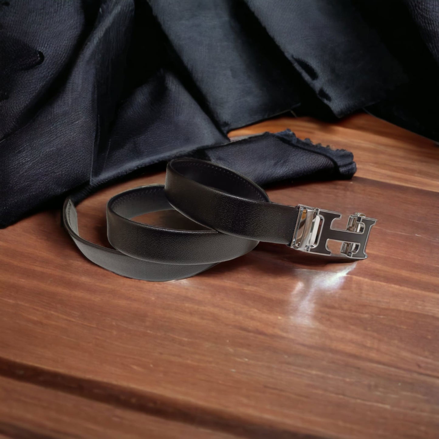 Jack Marc Black Silver Auto Buckle Belt For Men - JACKMARC.COM