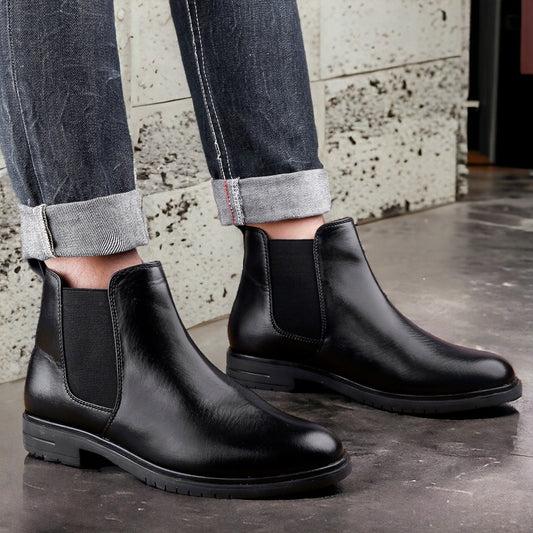 Jack Marc Black Slip-on Ankle Stylish Boots - JACKMARC.COM