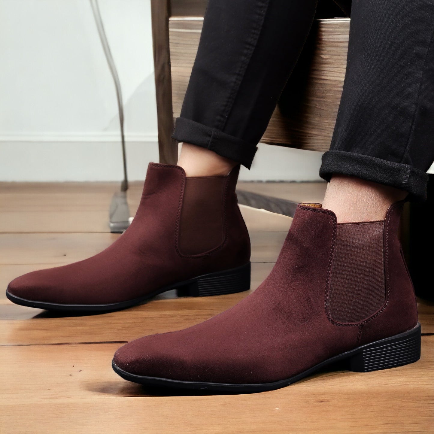 Men's Wedding Wear Chelsea Suede Boots – Elegant Stylish Choice