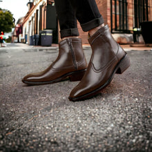 Load image into Gallery viewer, Jack Marc Brown Dress Zip Boots For Men - Perfect for Office and Daily Wear - JACKMARC.COM
