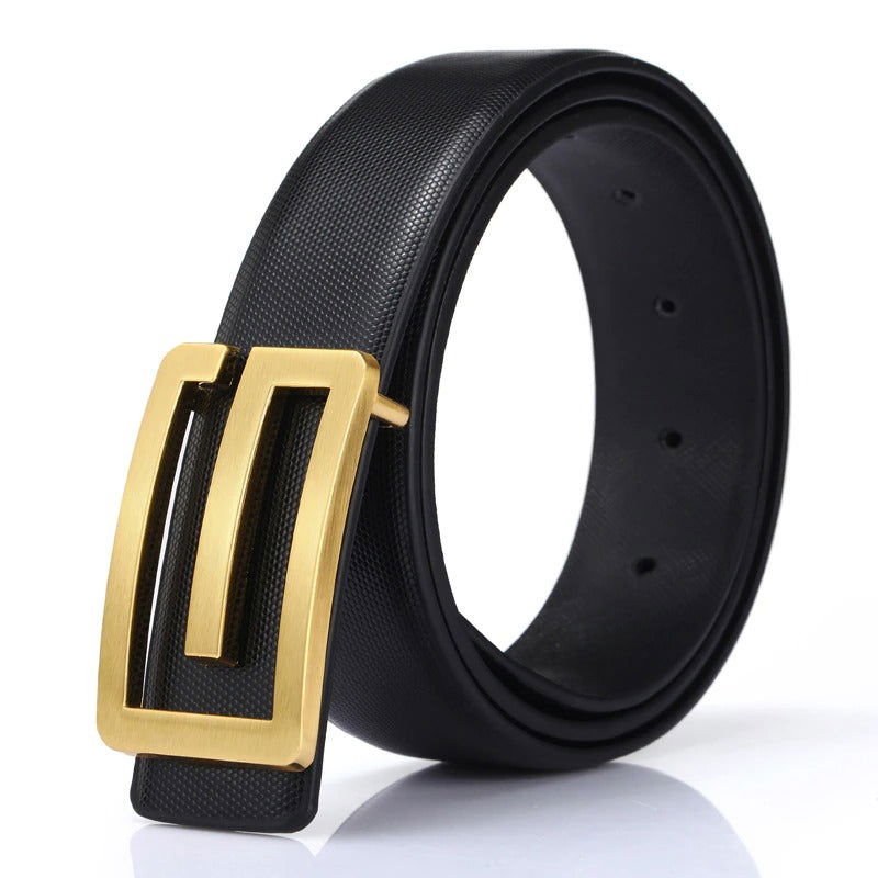 Jack Marc Designer Smooth G Buckle Leather belt For Men - JACKMARC.COM